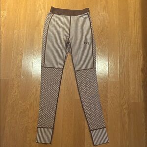Kari Traa Brown and Cream Wool Leggings
